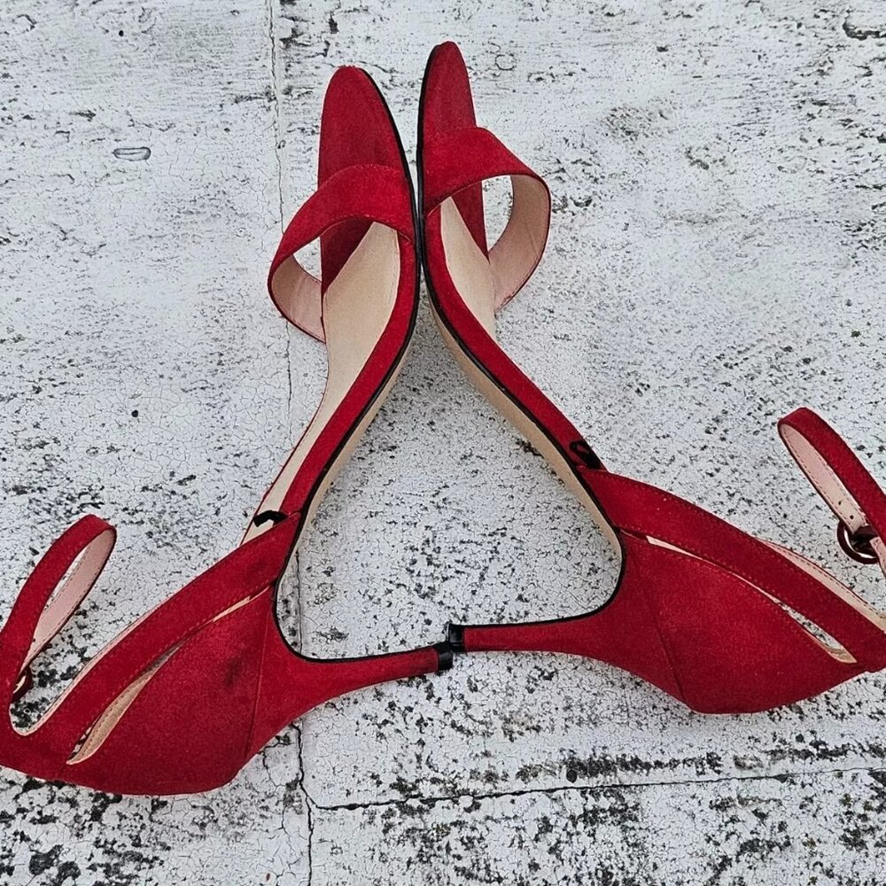 Nine West Women Heel Sandal Red Textile Upper Shoes Size 10M - Picture 8 of 11